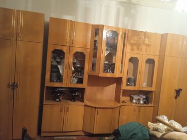 кухни буфет: Зал үчүн гарнитур, Шкаф, ДСП, түсү - Күрөң