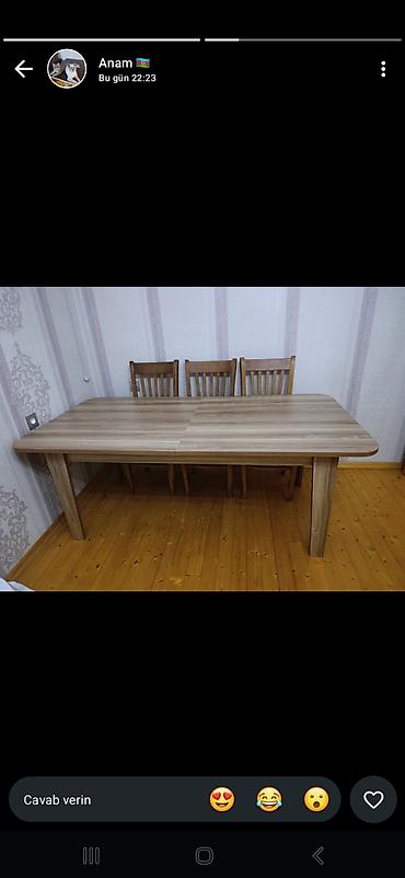 Açılan yemək masası və 6ədəd stul dəsti. - Material: ağac/taxta
