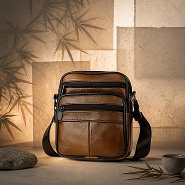 hugo torbe: Muška crossbody torbica – kompaktna i praktična - Materijal: prirodna — 2