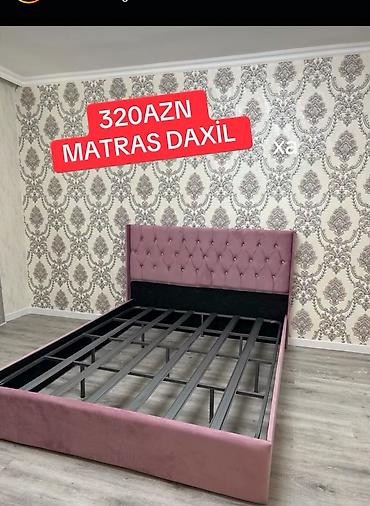matras alti demir: Premium yumşaq başlıqlı çarpayı – matrassız karkas və matras daxil — 1