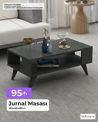 Ev və bağ: Jurnal masası — müasir dizaynlı, ikiqat rəfli model. Ölçülər: 40×40×90 — 1
