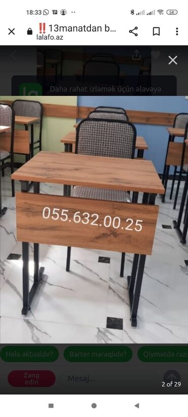 Masalar: Kurs üsün stol stul desti, Tədris kursları üçün stol stul desti — 12