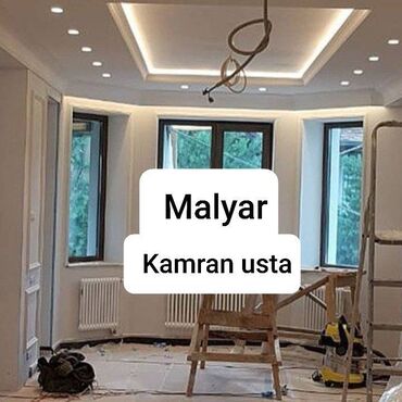 Plitə işləri: Malyar ustayam. Hər növ malyar işləri görürəm. Mayak lazerlə 90