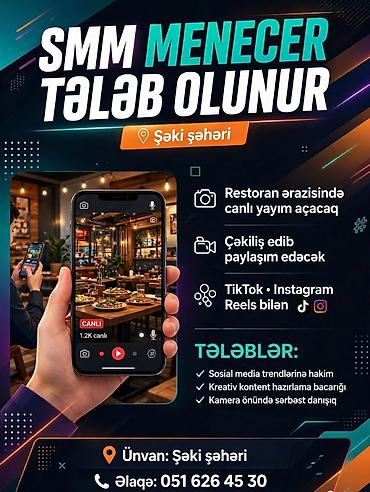 ofisiant is qruplari: SMM menecer tələb olunur — 1