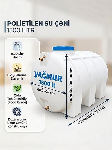 Ev və bağ: Bak, Plastik, 1500 l l, Yeni, Pulsuz çatdırılma, Rayonlara çatdırılma — 1