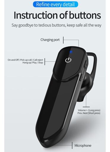 Slušalice: Bluetooth Handsfree Bezicna Slusalica Efektivna udaljenost: 10 metara — 12