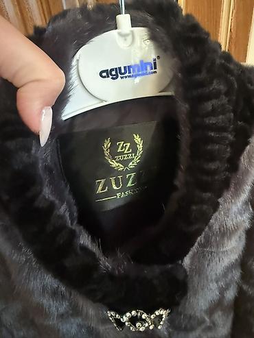 paltolar: ZUZZA Fashion qadın kürkü - Rəng: tünd boz/şaftalı tonlarında ombre — 2