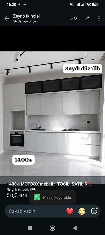 *1400₼ MƏTBƏX mebeli :-TƏCİLİ SATILIR*‼️ 3aydı duzəldilib ÖLÇÜ:-344