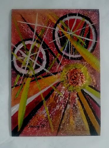kuhinje forma ideale elementi: Apstraktna slika na ogledalu 20x14cm, rađena akrilnim bojama veselog — 1