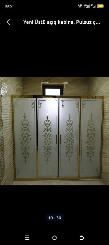 Duş kabinaları, arakəsmələr: Açılan, 4 qapılı Düz dolab, Qarderob, paltar dolabı