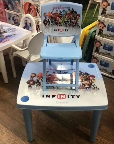 Yemək masaları, oturacaqları: Uşaq oturacağı + qabaq stolu — ev və mətbəx üçün ideal dəst Stol stul — 2