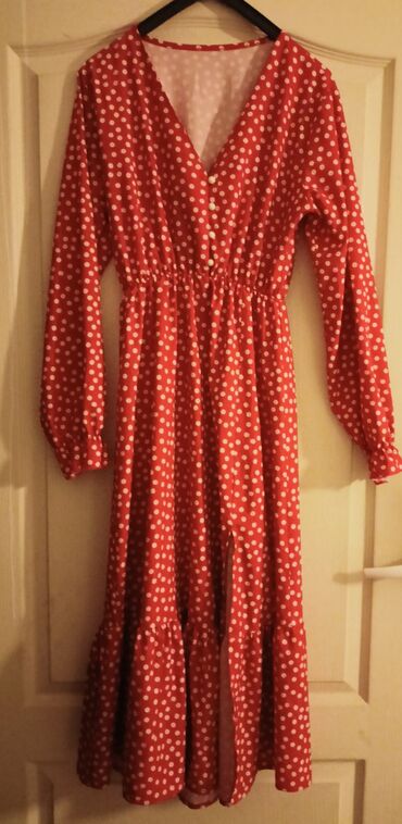crvene haljine za maturu: M (EU 38), L (EU 40), bоја - Šareno, Drugi stil, Dugih rukava