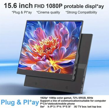 manitor pioner: 15.6” Portativ Full HD Monitor (HDR, USB-C, HDMI, FreeSync) Texniki