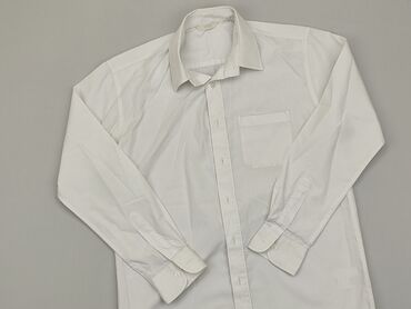 koszula dla chłopca 146: Koszula 12 lat, stan - Dobry, wzór - Jednolity kolor, kolor - Biały