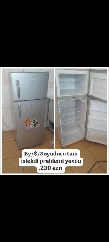 soyducu gence: İki qapılı soyuducu, gümüşü rəng. - Üst bölmə: dondurucu, 1 ədəd