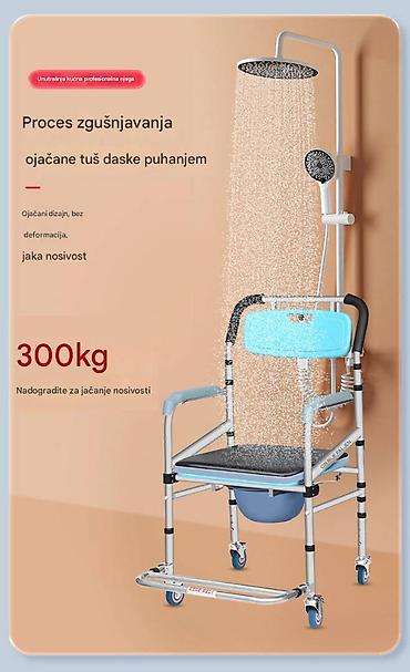 Medicinski nameštaj: Prenosiva toaletna stolica sa točkićima i noćnom posudom - 3-u-1 — 9