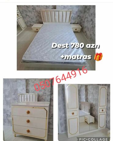 Yataq otağı dəstləri: İkinəfərlik çarpayı, Termo, Dolab, 2 tumba, Azərbaycan, Yeni — 25