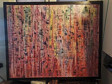 saxta baba geyimi: Abstrakt akrilik tablo – impasto texnikası ilə - Texnika: qalın — 2