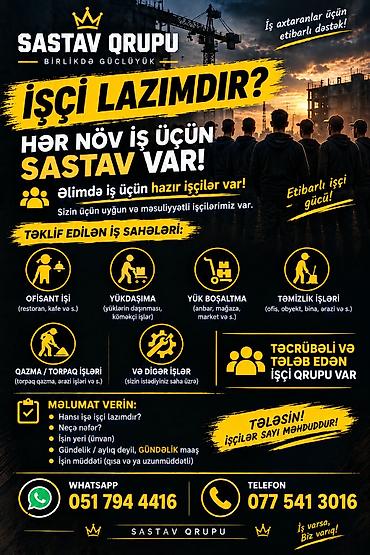 Tikinti ixtisasları: Sastav Qrupu – hər növ iş üçün etibarlı işçi gücü Təklif edilən — 1