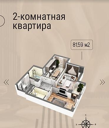 all group: 3 комнаты, 82 м², Азия Молл Элитка, 12 этаж, ПСО (под самоотделку) — 2