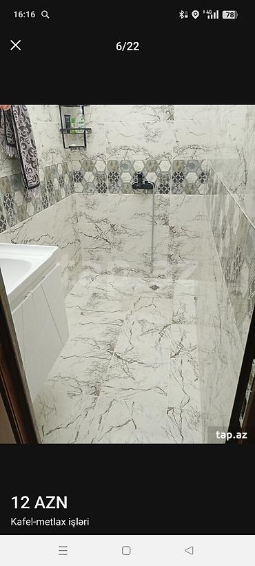Plitə işləri: Xidmət: Kafel-metlax işləri - Hamam, tualet, mətbəx və döşəmə-divar — 8