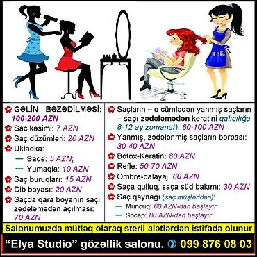 dodaq permanenti: VİP Salon xidmətləri: - Gəlin bəzədilməsi - Saç kəsimləri, düzümləri — 8