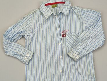 dluga koszula w krate: Koszula 7 lat, stan - Dobry, wzór - W paski, kolor - Błękitny