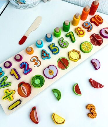 детские игрушки деревянные: Развивающая деревянная доска 3+ 📌 цифры 📌 фрукты с магнитками 📌