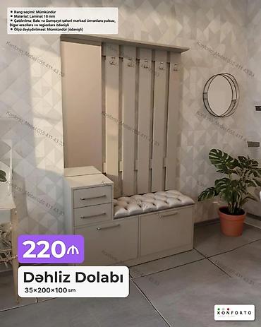 Dəhliz Dolabı – 35×200×100 sm - Rahat oturacaqla inteqrə olunmuş — 1