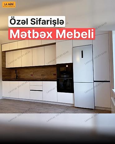 Özəl sifarişlə hazırlanmış mətbəx mebeli - Dizayn: lakonik və