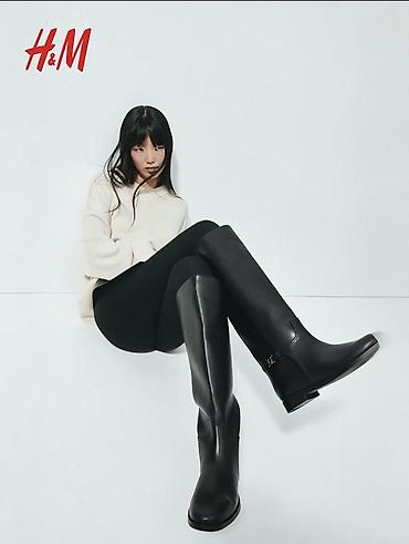 кожанную: Сапоги, 39, H&M, Новый, цвет - Черный — 4