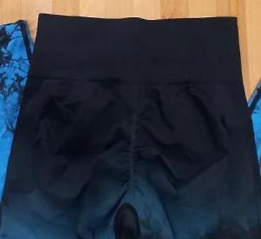 Helanke, biciklistički šortsevi: Ženske helanke sa visokim strukom u crno-plavoj tie-dye boji. Helanke — 22