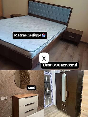 Yataq otağı mebel dəsti Tərkibi: - 2 nəfərlik çarpayı – başlıqda