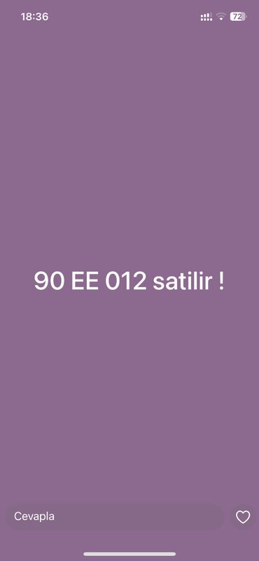 90 EE 012 nomre satilir real sexsler elaqe saxlasin qiymet sondu ada
