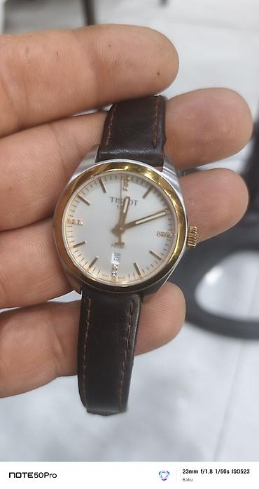 saatlar type 0: Tissot PR100 qol saatı - Klassik dizayn: ağ siferblat, qızılı bezel — 1