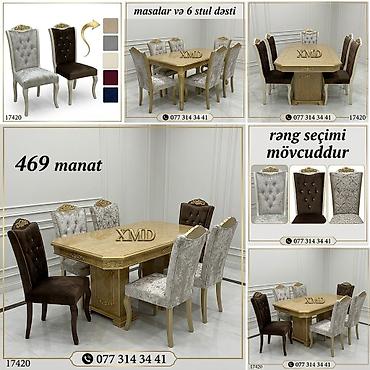 Mebel dəsti – masa və 6 stul - Klassik üslubda yemək masası və 6 ədəd