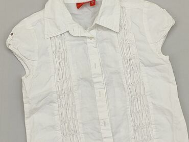 krotka biala koszula: Koszula 5-6 lat, stan - Dobry, wzór - Jednolity kolor, kolor - Biały