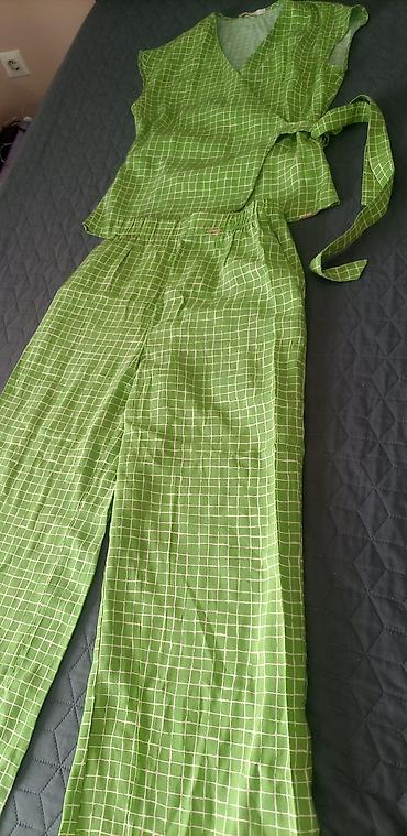 spavaćice h: Dvodijelni ženski komplet – top na preklop i široke pantalone - — 2