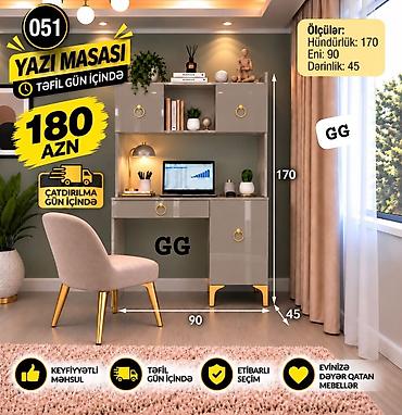 Mebel: Düz masa, Stulsuz, Polkalı, Siyirməli, Parlaq laminat — 2