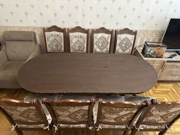 Seyflər: Qonaq otağı üçün, Açılmayan, Oval masa, 8 stul