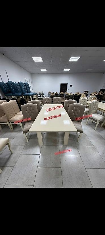 Masa və oturacaq dəstləri: Qonaq otağı üçün, Yeni, Açılmayan, Dördbucaq masa, 6 stul — 4