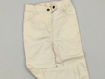 spodnie z imitacji skory bezowe: Spodnie dziecięce 5-6 lat, stan - Dobry, wzór - Jednolity kolor, kolor - Beżowy