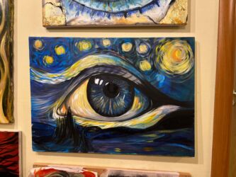 Şəkillər, tablolar: El ishidir. Ketan uzerinde yagli boya texnikasi ile ishlenib — 3