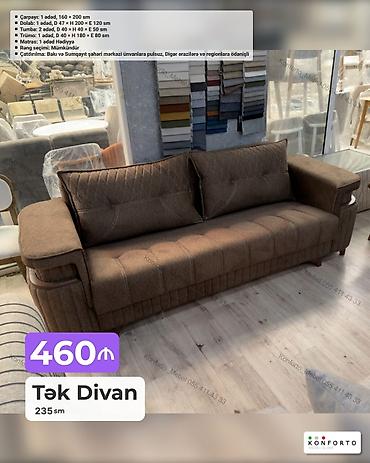 divan örtükləri: Tək Divan – 235 sm - Yumşaq, rahat oturacaq və bel hissəsi, dekorativ — 1