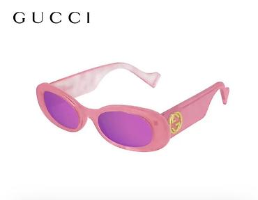 Очки: GUCCI gün eynəyi – retro oval forma, qalın çərçivə və parlaq çəhrayı — 1