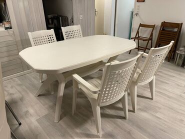 forma ideale trpezarijske stolice i stolovi: Baštenska ganitura, Plastika, bоја - Bela, Upotrebljenо