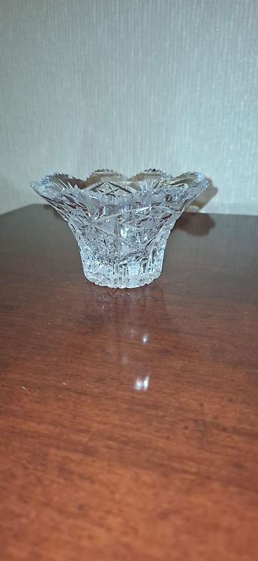 Büllur qab (şirniyyat/sous qabı) - Material: qalın, şəffaf büllur -