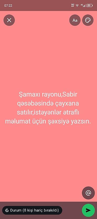 kafe resdaran: Şamaxı rayonu, Sabir qəsəbəsində fəaliyyət göstərən çayxana satılır — 1