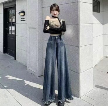 Джинсы: Клеш джинсы, Корея, Высокая талия