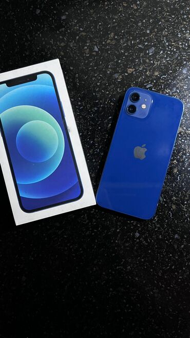 Apple iPhone: IPhone 12, Б/у, 128 ГБ, Голубой, Зарядное устройство, Защитное стекло, Чехол, 83 %